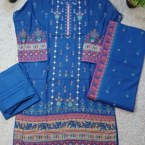 3 piece Embroided  Dhanak suit