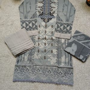 Readymade Salwar Kameez 3pc Suit Grey & Black Floral Pakistani Indian casual Wear